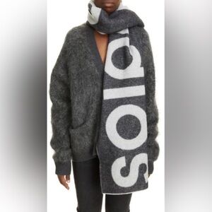 Acne Studios Toronty wool blend logo scarf in gray